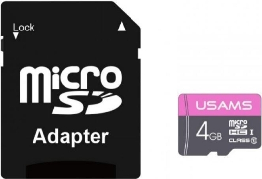 

Карта памяти Usams MicroSDHC 4Gb Class 6 US-ZB115 High Speed +Адаптер розовый [ZB115TF01], Карта памяти Usams US-ZB115 High Speed TF Card 4GB (с адаптером)