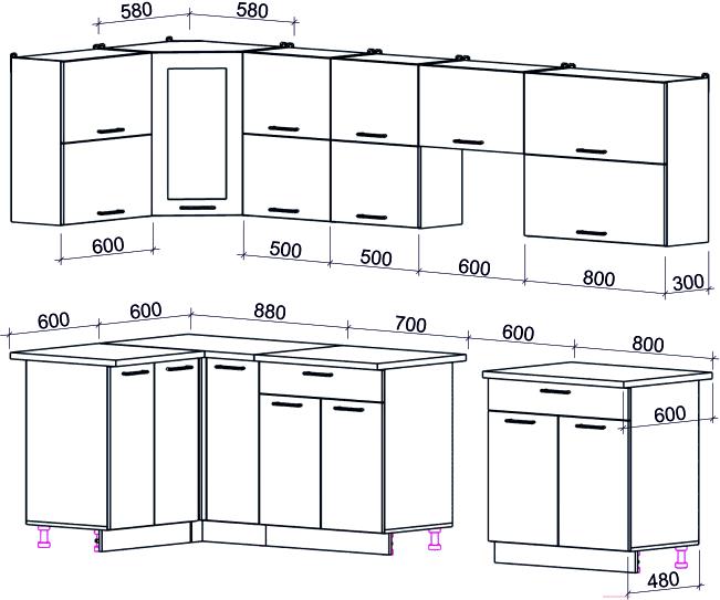 

Кухонный гарнитур Интерлиния Мила Gloss 60-12x30 красный/черный глянец, Мила Gloss 60-12x30
