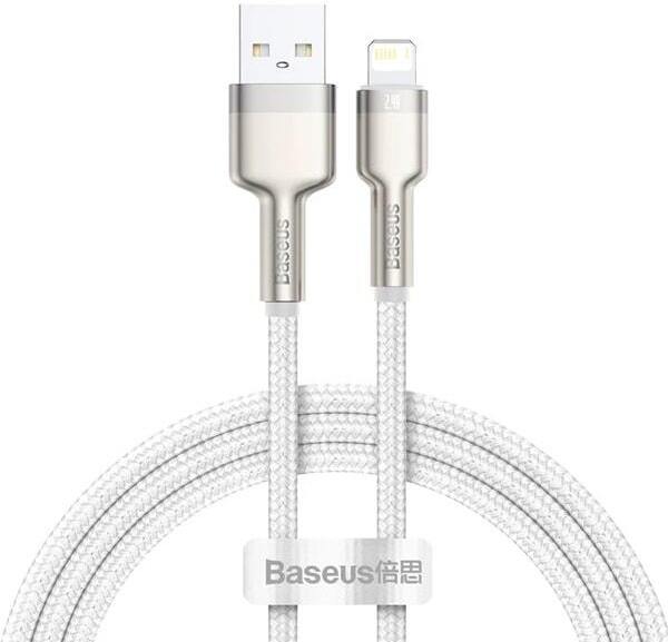 

Кабель Baseus Cafule Series Metal Data Cable White (CALJK-B02), Кабель Baseus CALJK-B02 Cafule Series Metal Data Cable USB to Lightning 2.4A 2m White (Baseus Cafule Series Metal Data Cable USB to IP 2.4A 2m White (CALJK-B02))