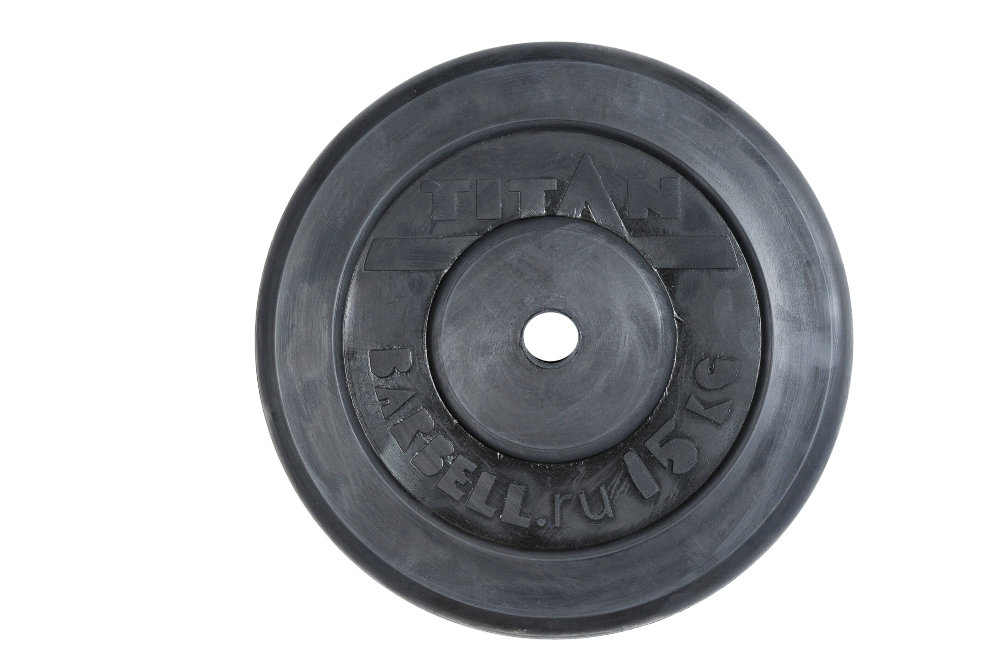 

Диск для штанги MB Barbell Titan d-26 15 кг черный, Titan d-26 15 кг