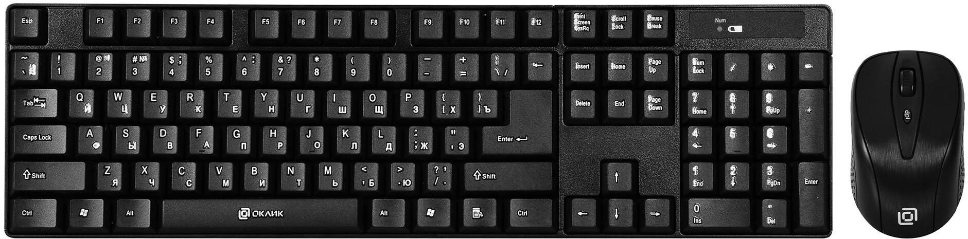 

Мышь + клавиатура Oklick 210M Wireless Keyboard Optical Mouse, Комплект (клавиатура + мышь) Oklick 210M (612841) черный