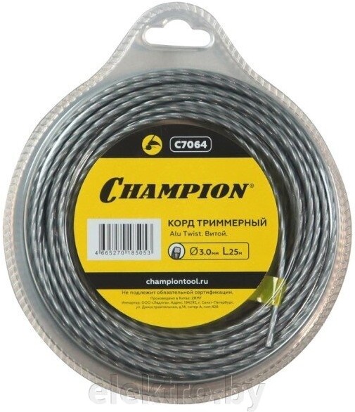 

Корд для триммера Champion Alu Twist 3.0мм*25м витой (C7064)