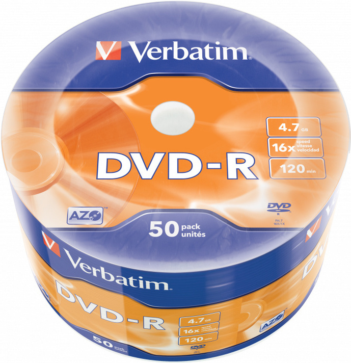 

Оптический диск Verbatim DVD-R 4.7Gb 16x DLP Matt Silver 50 шт [43788], Диск DVD-R Verbatim 4.7GB 16x (50шт) (43788)