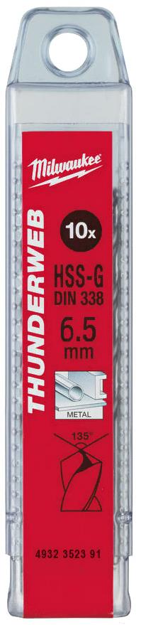 

Набор сверл Milwaukee 4932352391, HSS-G DIN338 6.5 10шт по металлу