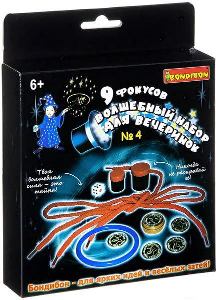 

Настольная игра Bondibon Набор 9 фокусов для вечеринки №4 [ВВ2123], Набор 9 фокусов для вечеринки №4