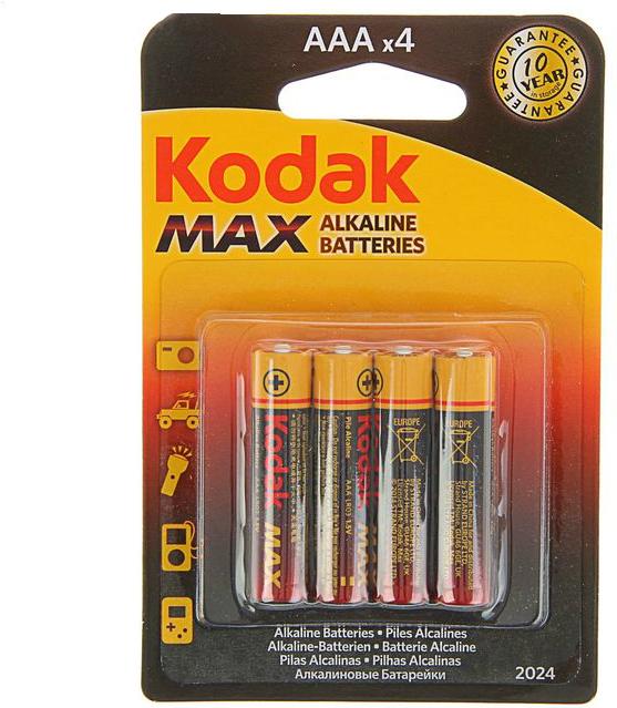 

Комплект батареек Kodak Б0005124, Батарейка Kodak MAX LR03-4BL Б0005124