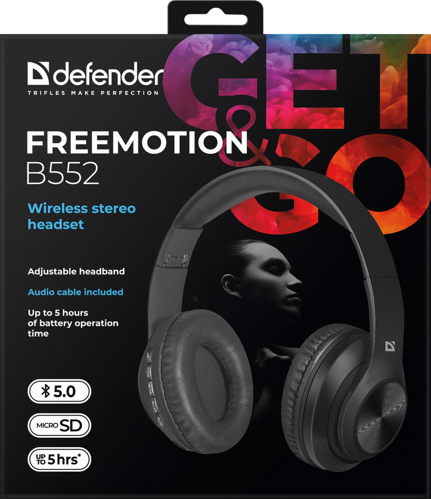 

Наушники Defender FreeMotion B552 Black [63552], Наушники Defender FreeMotion B552