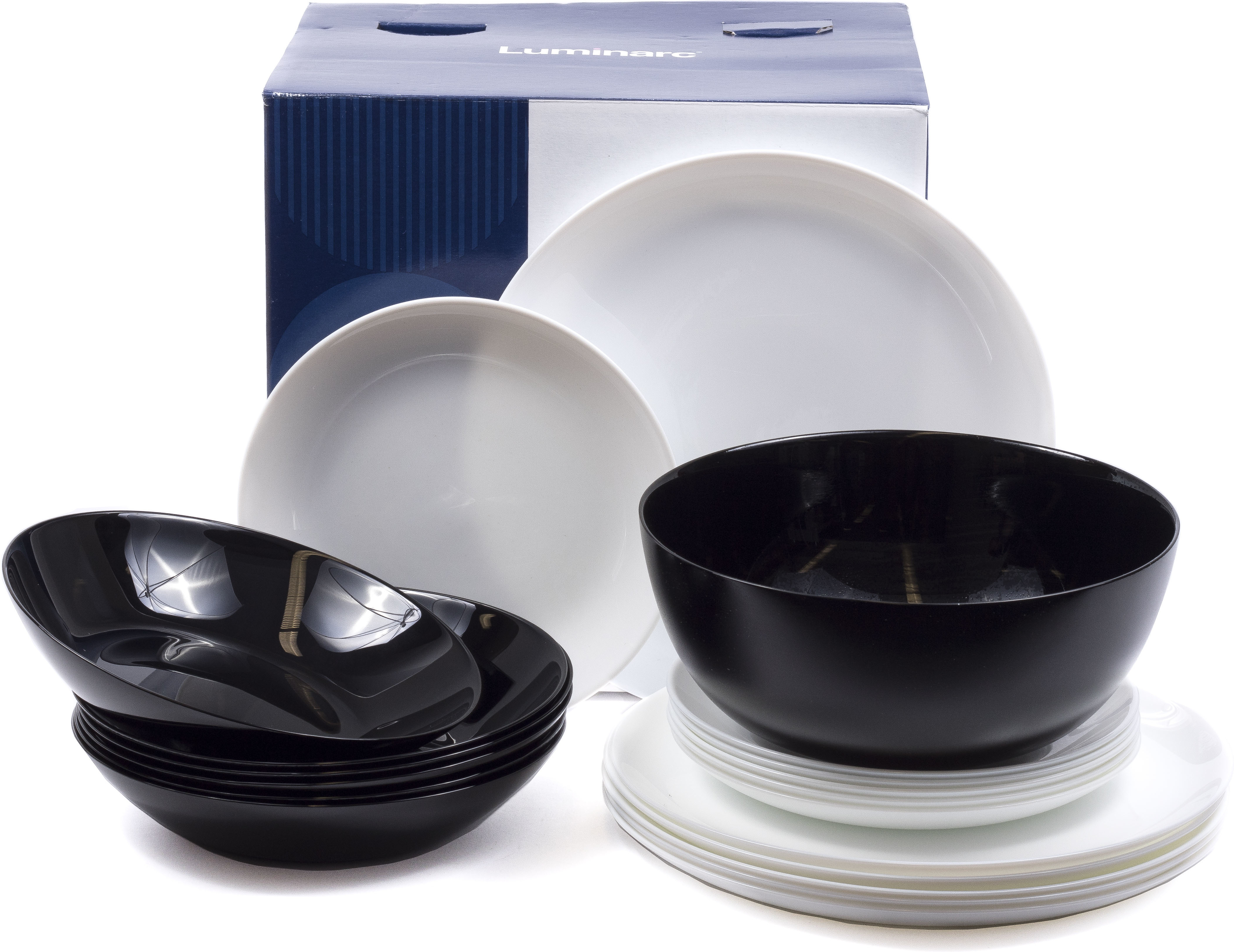 

Набор тарелок Luminarc Diwali Black White [P4360], Набор тарелок Luminarc Diwali Black White P4360