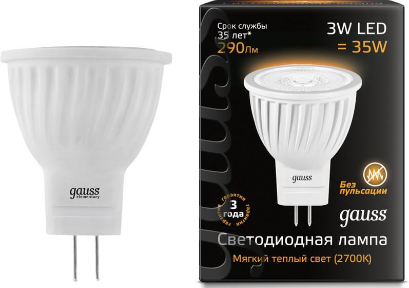 

Светодиодная лампа Gauss LED MR11 GU4 3W 290lm 2700K 1/10/100 [132517103], Светодиодная лампочка Gauss LED MR11 GU4 3W 290lm 2700K 1/10/100 132517103