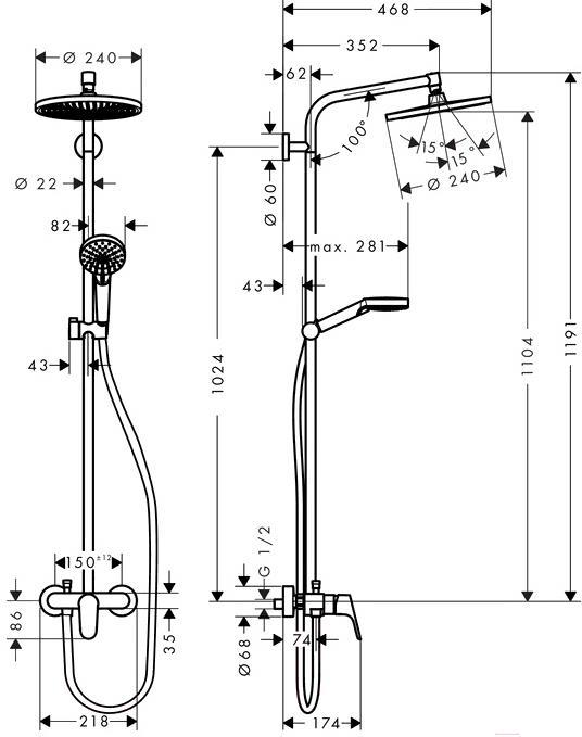 

Душевая система Hansgrohe Crometta S 240 1jet [27269000], Crometta S 240 1jet