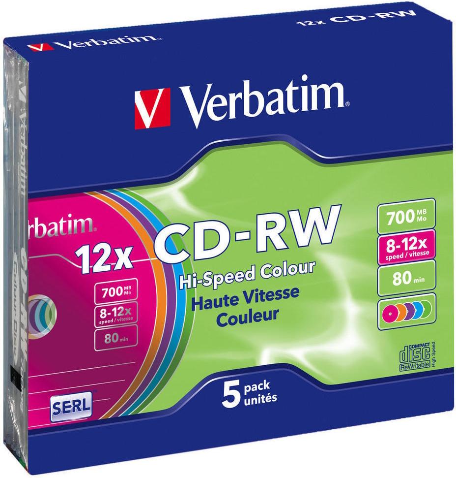

Оптический диск Verbatim CD-RW 700Mb 12x Slim case Color 5 шт, CD-RW 43167 700Mb 12x Slim case Color 5 шт