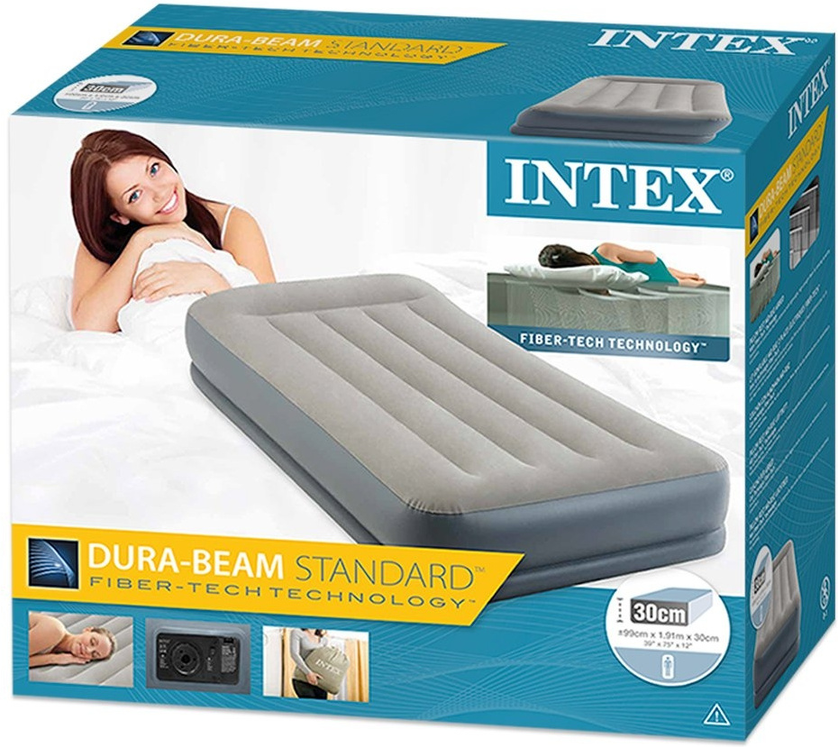

Надувной матрас Intex 64116, Надувная кровать Intex Pillow Rest Mid-Rise Airbed (Twin, 99х191х30 см)