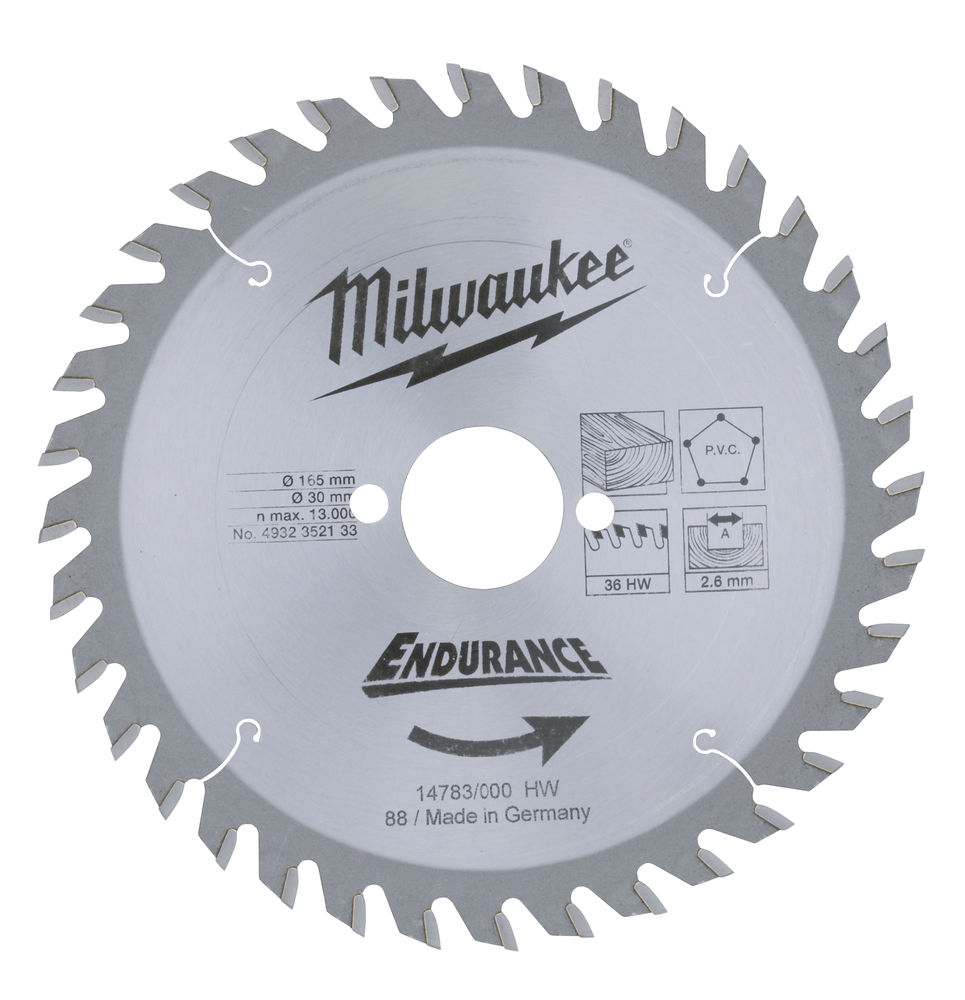 

Диск пильный Milwaukee 4932352133, D 165х30х2.6 мм 36Z