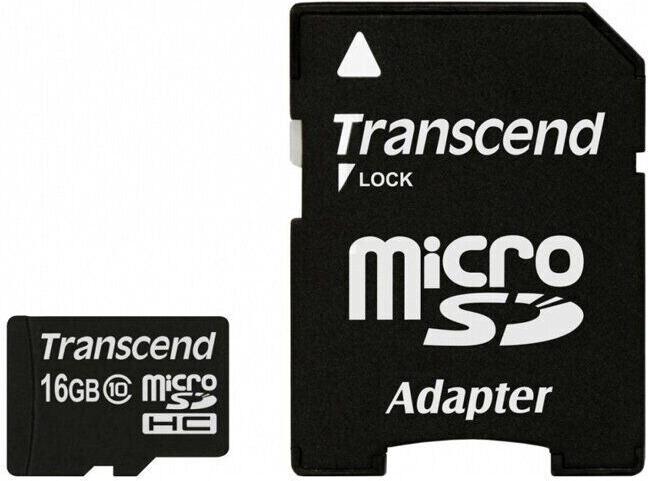 

Карта памяти Transcend microSDHC (Class 10) 16GB + адаптер (TS16GUSDHC10), microSDHC (Class 10) 16GB + адаптер