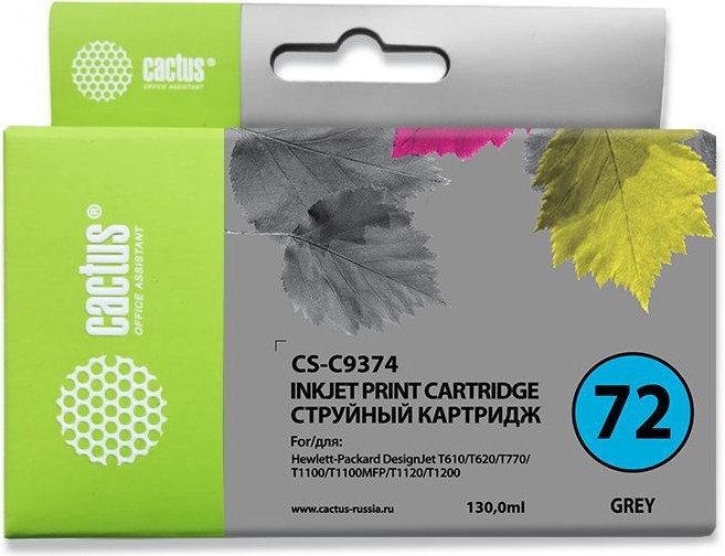 

Картридж Cactus CS-C9374 HP DJ T610/T620/T770/T1100/T1100/T1120/T1200 130ml Grey