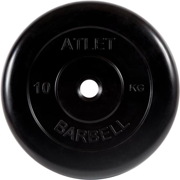 

Диск для штанги MB Barbell Atlet обрезиненный 31 мм, 10 кг черный [MB-AtletB31-10], Atlet обрезиненный 31 мм, 10 кг