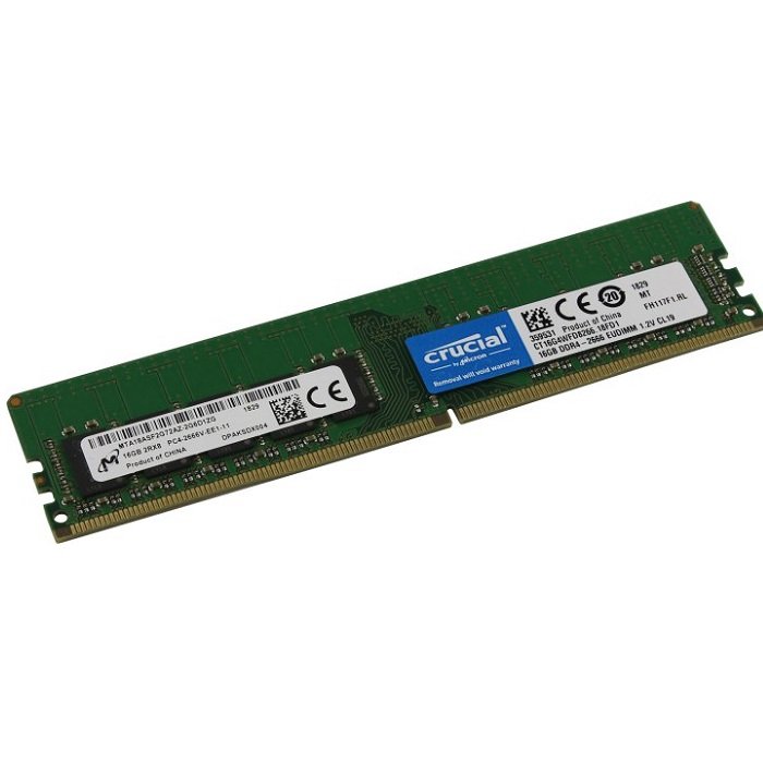 

Оперативная память Crucial 16GB DDR4 2666 MT/s (PC4-21300) CL19 DR x8 ECC Unbuffered DIMM 288pin [CT16G4WFD8266], Server Memory DDR4 16Gb DIMM ECC U PC4-21300 CL19 2666MHz