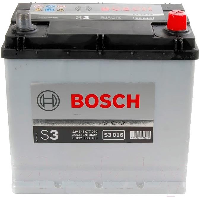 

Аккумулятор Bosch S3 016 545077030 45 А/ч [0092S30160], Аккумулятор Bosch S3 016 545077030 45 А/ч 0092S30160