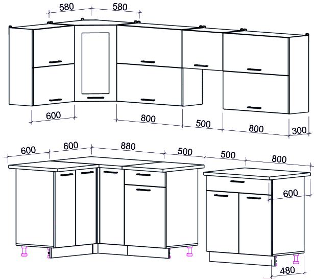 

Кухонный гарнитур Интерлиния Мила Gloss 50-12x27 белый/красный глянец, Мила Gloss 50-12x27