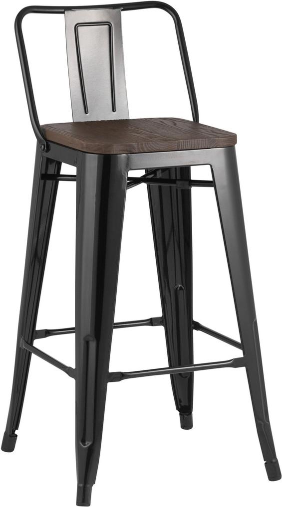 

Полубарный стул Stool Group Tolix Soft со спинкой черный глянцевый/темное дерево [YD-H675E-W LG-01] (уцененный), Барный стул Stool Group Tolix YD-H675E-W LG-01 черный глянцевый/темное дерево