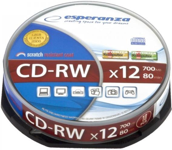 

Оптический диск Esperanza CD-RW X12 - CAKE BOX 10 PCS700MB, CD-RW X12 - CAKE BOX 10 PCS700MB