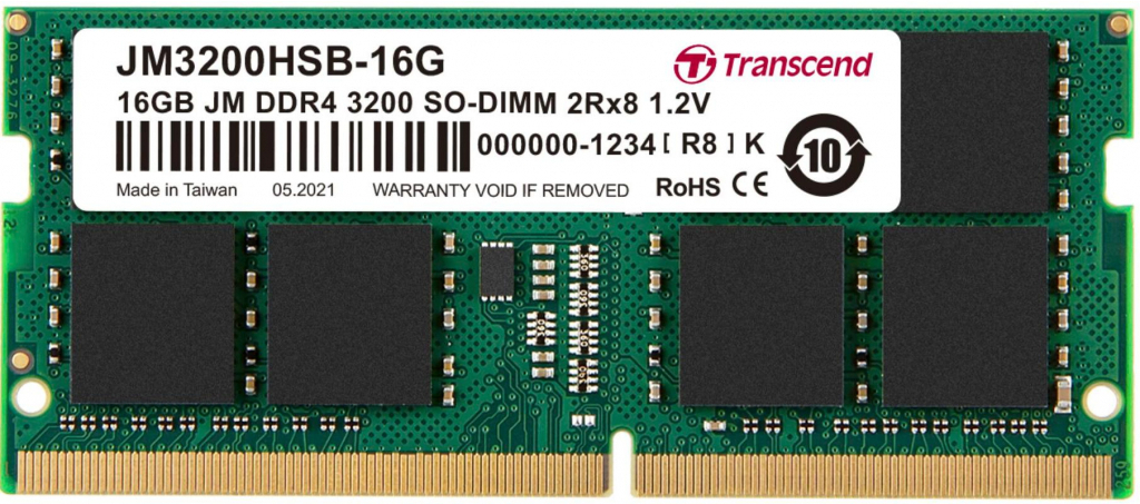 

Оперативная память Transcend 16GB JM DDR4 3200Mhz SO-DIMM [JM3200HSB-16G], Оперативная память Transcend JetRam 16GB DDR4 SODIMM PC4-25600 JM3200HSB-16G