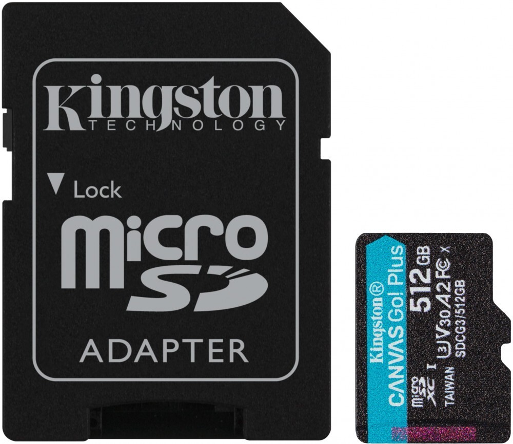 

Карта памяти Kingston SecureDigital Micro 512Gb SDXC Canvas Go Plus 170R Class 10 UHS-I U3 V30 A2 + переходник [SDCG3/512GB], Карта памяти Kingston SecureDigital Micro 512Gb SDXC Canvas Go Plus 170R Class 10 UHS-I U3 V30 A2 + переходник SDCG3/512GB