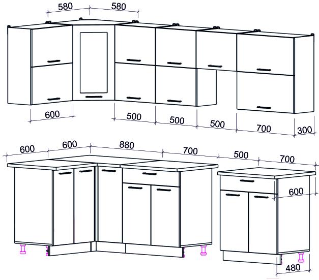

Кухонный гарнитур Интерлиния Мила Gloss 50-12x28 белый/асфальт глянец, Мила Gloss 50-12x28