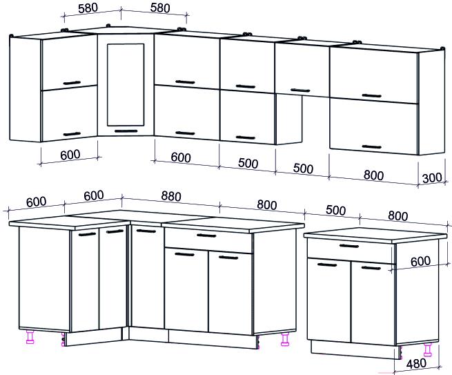 

Кухонный гарнитур Интерлиния Мила Gloss 50-12x30 красный/черный глянец, Мила Gloss 50-12x30