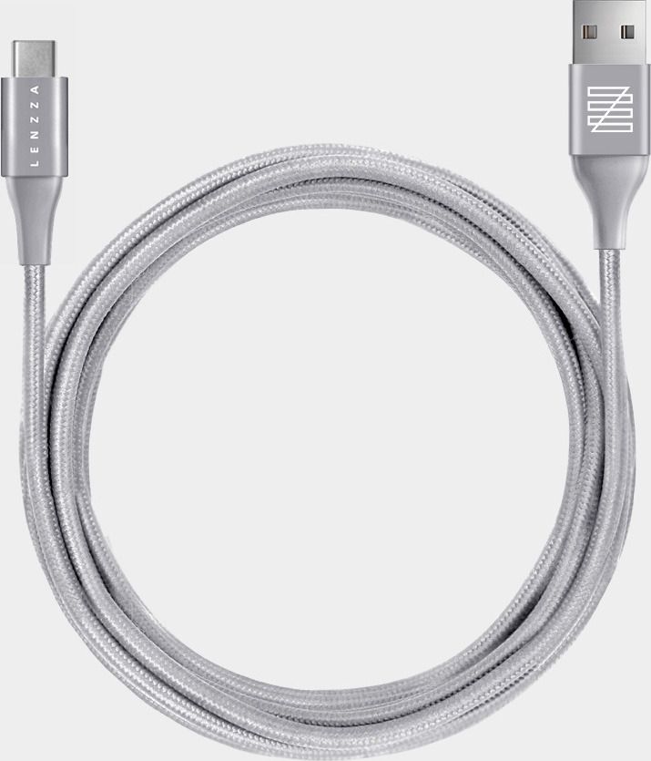 

Кабель для компьютера LENZZA Nylon Braided серебряный [LNBCKTC20SLV], Nylon Braided