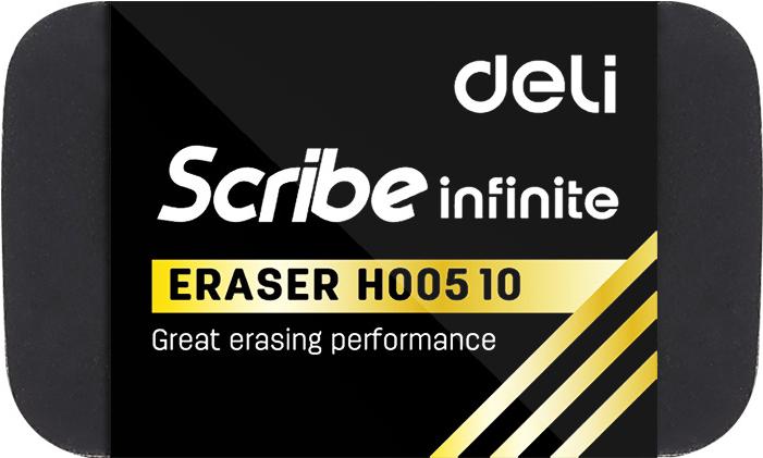 

Ластик Deli Scribe Infinite 20x10x40 мм индивидуальная упаковка черный [EH00510], Scribe Infinite 20x10x40 мм индивидуальная упаковка
