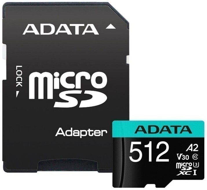 

Карта памяти A-Data MICRO SDXC 512GB W/AD [AUSDX512GUI3V30SA2-RA1], Карта памяти A-Data MICRO SDXC 512GB W/AD AUSDX512GUI3V30SA2-RA1