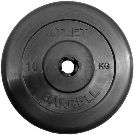 

Диск для штанги MB Barbell Atlet d-31 10кг черный, Atlet d-31 10кг