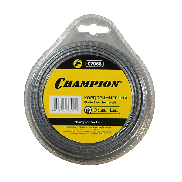 

Корд для триммера Champion Platin Saw 2.65мм*15м зубчатый (C7066)