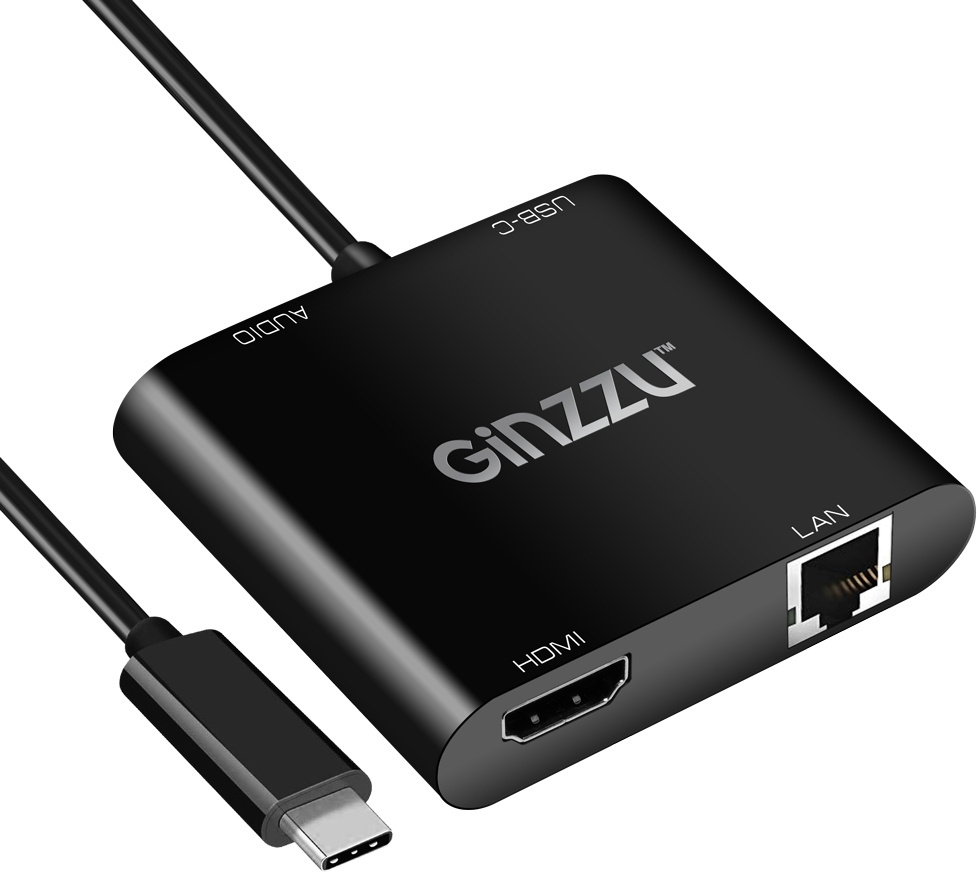 

Переходник GINZZU Type-C в HDMI/RJ45(GLan)/Audio/Type-C(PD) (GC-878HVC)