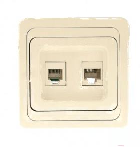 

Розетка EKF Лондон RJ-45+Phone бежевый, Лондон RJ-45+Phone