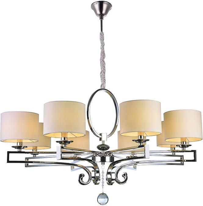 

Подвесная люстра NEWPORT D100*H50,5 сm Е14 8*60W Nickel Clear crystal Shade beige [31308+1/C], D100*H50,5 сm Е14 8*60W