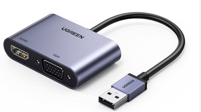 

Переходник Ugreen CM449-20518 Gray [20518], UGREEN USB 3.0 to HDMI+VGA Card 1080P CM449 (Gray) 20518