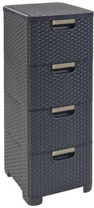 

Комод Curver 4Х STYLE RATTAN DRAWER DRG 308 (графит), 4Х Style Ratan Drawer DRG 308
