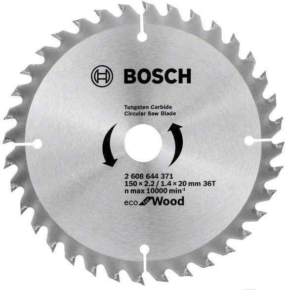 

Диск пильный Bosch 2.608.644.371, Eco 150-20(16) Wood 36зуб.