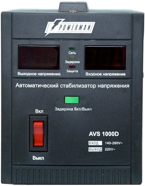 

Стабилизатор напряжения Powerman AVS 1000D Black, Сетевой фильтр Powerman AVS 1000D Black