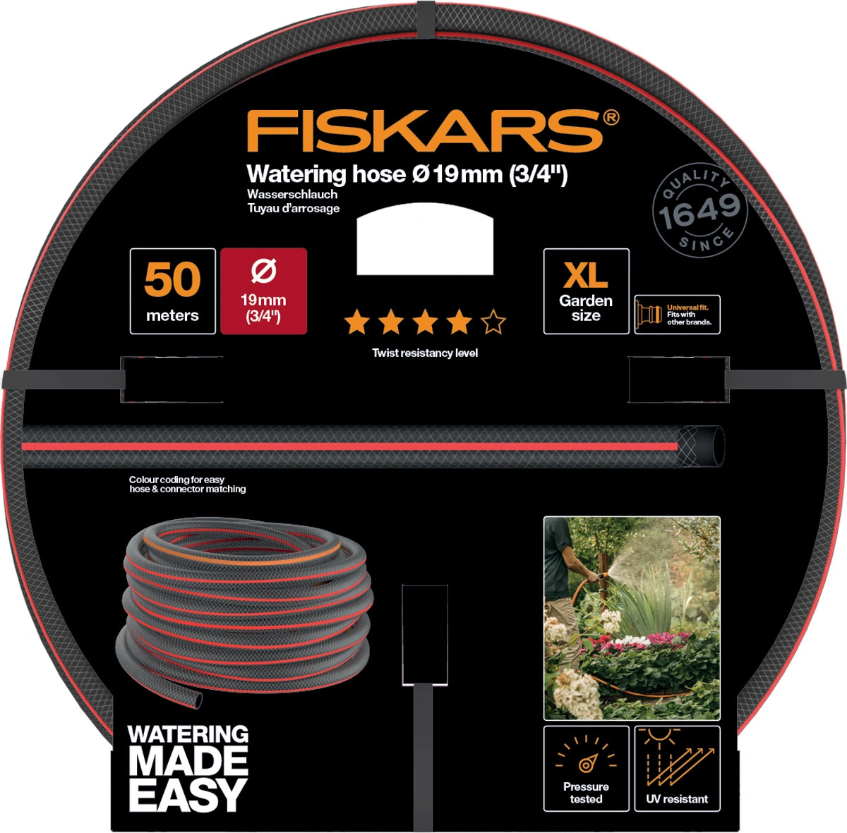 

Поливочный шланг Fiskars 3/4 50м Q4 [1027111], Поливочный шланг Fiskars 3/4 50м Q4 1027111
