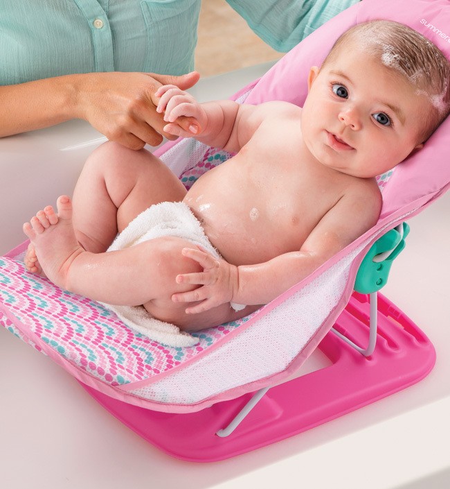 

Горка для купания Summer Infant Deluxe Baby Bather с подголовником розовый/волны