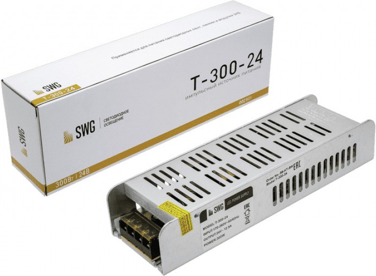 

SWG Блок питания компактный (узкий), 300 W, 24V [T-300-24], Блок питания SWG Блок питания компактный (узкий), 300 W, 24V T-300-24