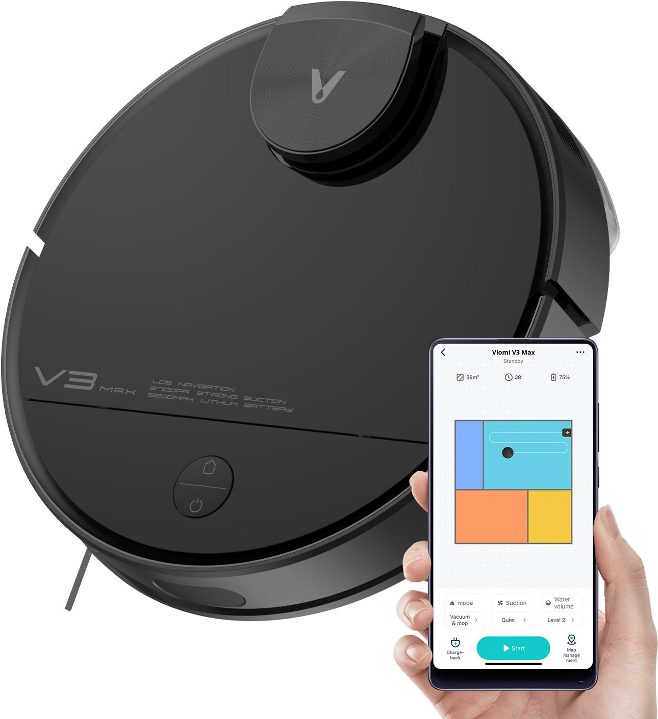 

Робот-пылесос Viomi Robot Vacuum Cleaner V3 Max V-RVCLM27B [YMVX028CN], Робот-пылесос Viomi V3 Max V-RVCLM27B (черный)