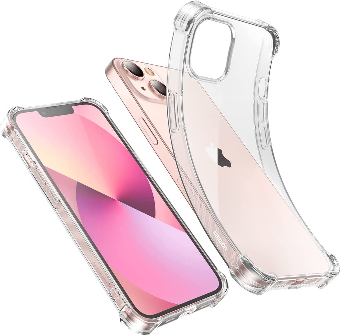 

Накладка силиконовая UGREEN LP488-90123 для Apple iPhone 13, с усиленными углами, прозрачная