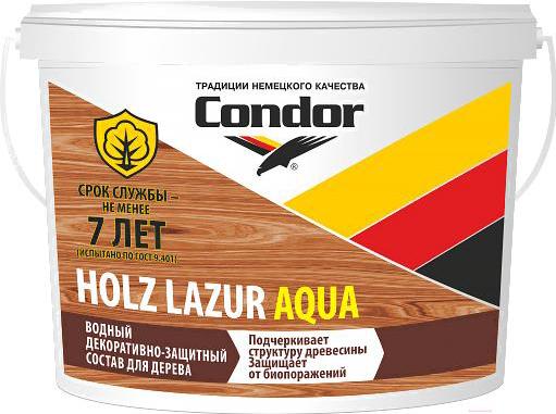 

Защитно-декоративный состав Condor Holz Lazur Aqua 2.5 кг венге