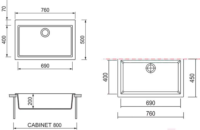 

Кухонная мойка Longran Cube CUG760.500 арена, Cube CUG760.500