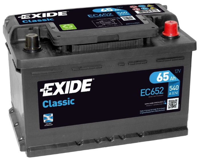 

Автомобильный аккумулятор Exide Classic EC652 (65 А/ч), Аккумулятор Exide Classic EC652 65 А/ч