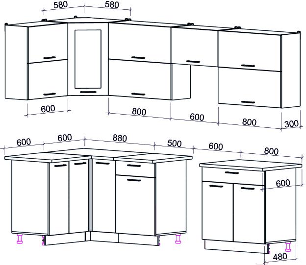 

Кухонный гарнитур Интерлиния Мила Gloss 60-12x28 красный/черный глянец, Мила Gloss 60-12x28